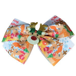 Girls Reindeer Bow Clip